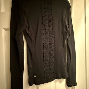Lululemon Athletica Black Ruffle Long Sleeve Top